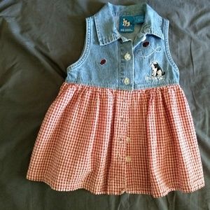 3/$12 big dog denim and red plaid dress 12-18mo